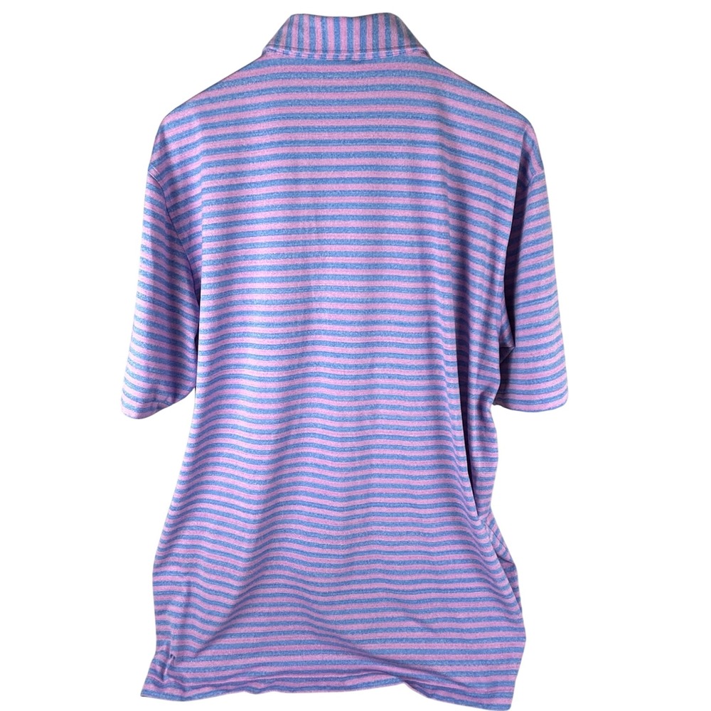 Peter Millar Summer Comfort Polo Mens XL Pink Blue Striped Golf Performance - Picture 2 of 7